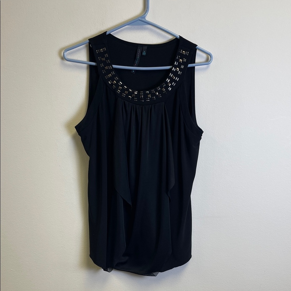 Elegant Black Tank Top with Studded Neckline